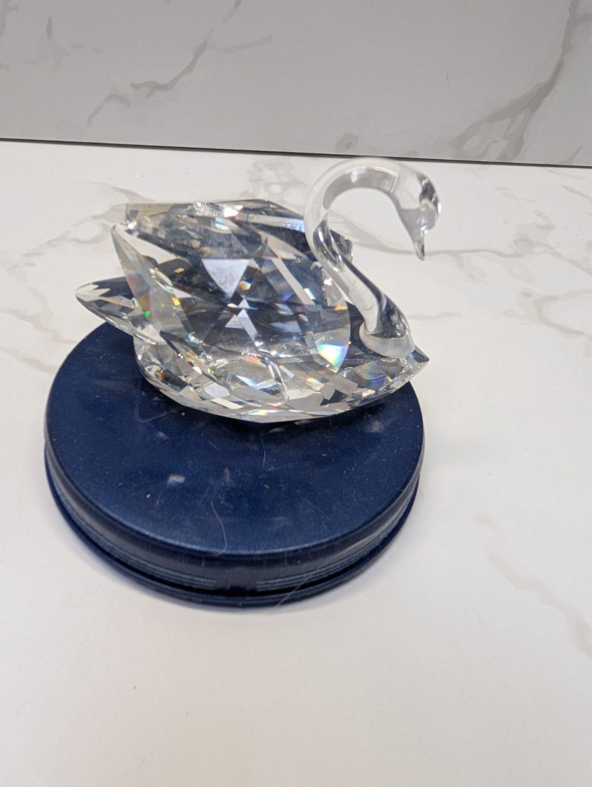 Swarovski Crystal Swan Figurine Clear Faceted w Original Box Austria Mid Size
