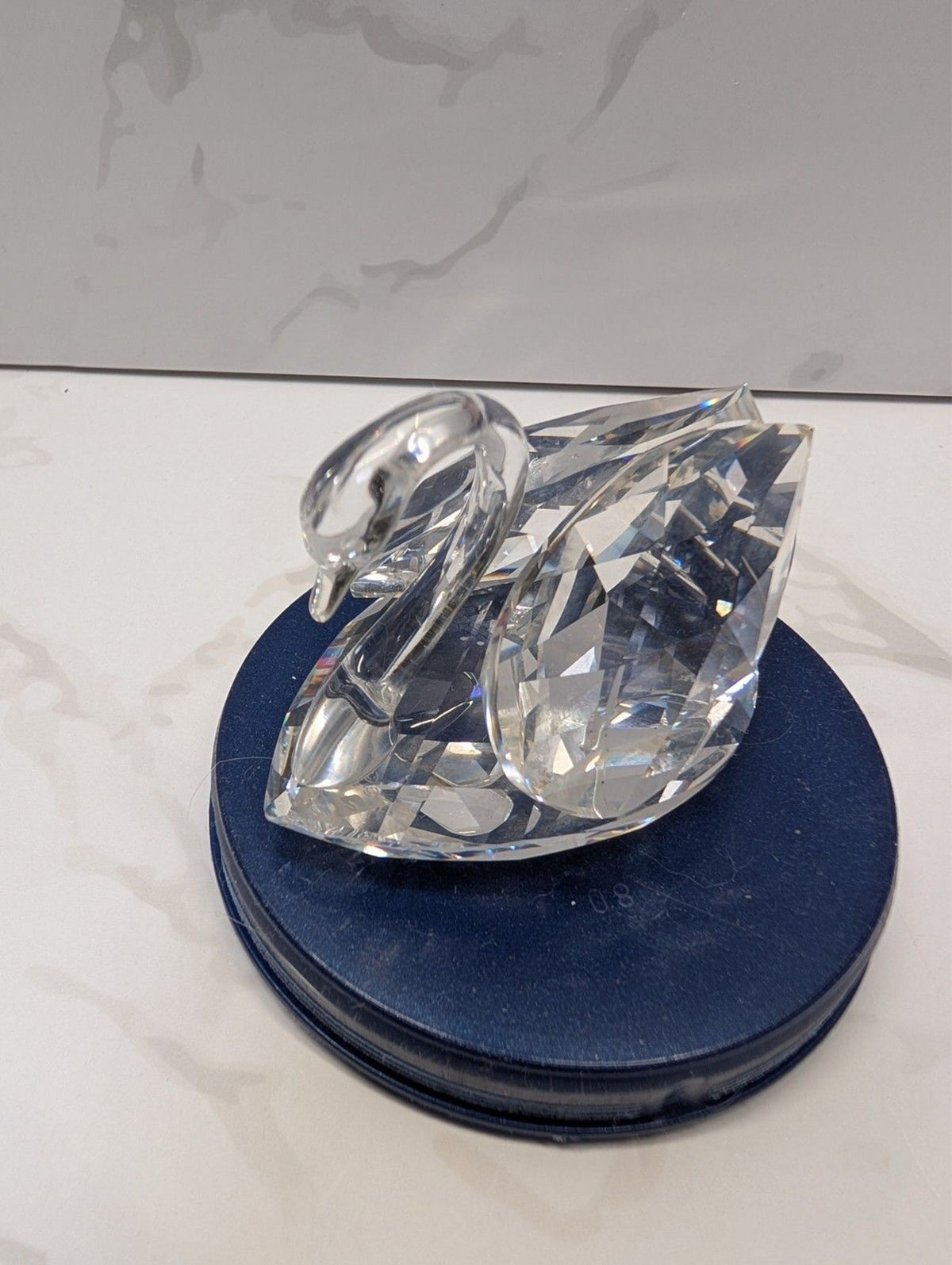 Swarovski Crystal Swan Figurine Clear Faceted w Original Box Austria Mid Size