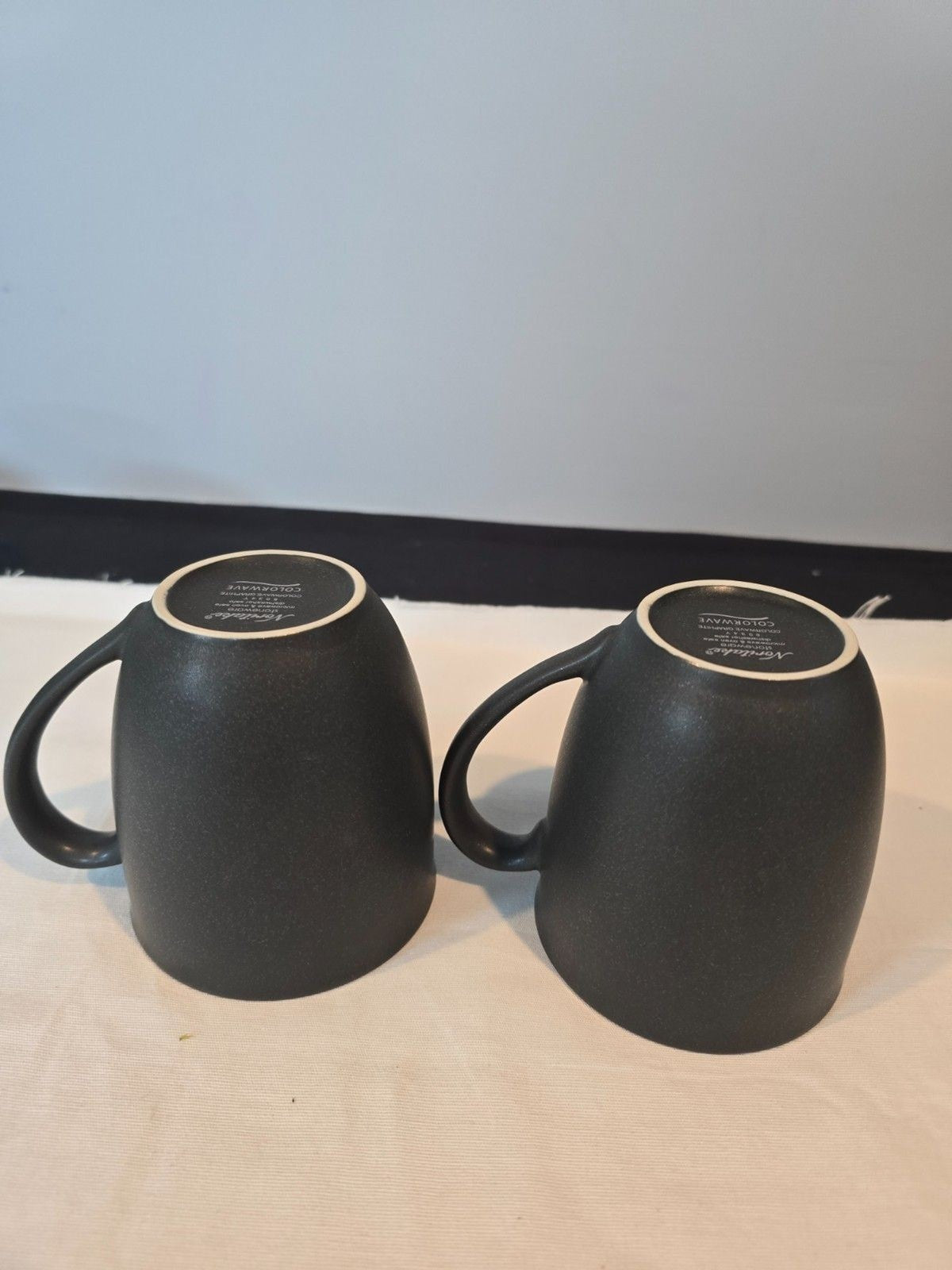 Set of 7 Noritake Stoneware Colorwave Graphite 12 Oz Coffee Mugs #8034 Pattern