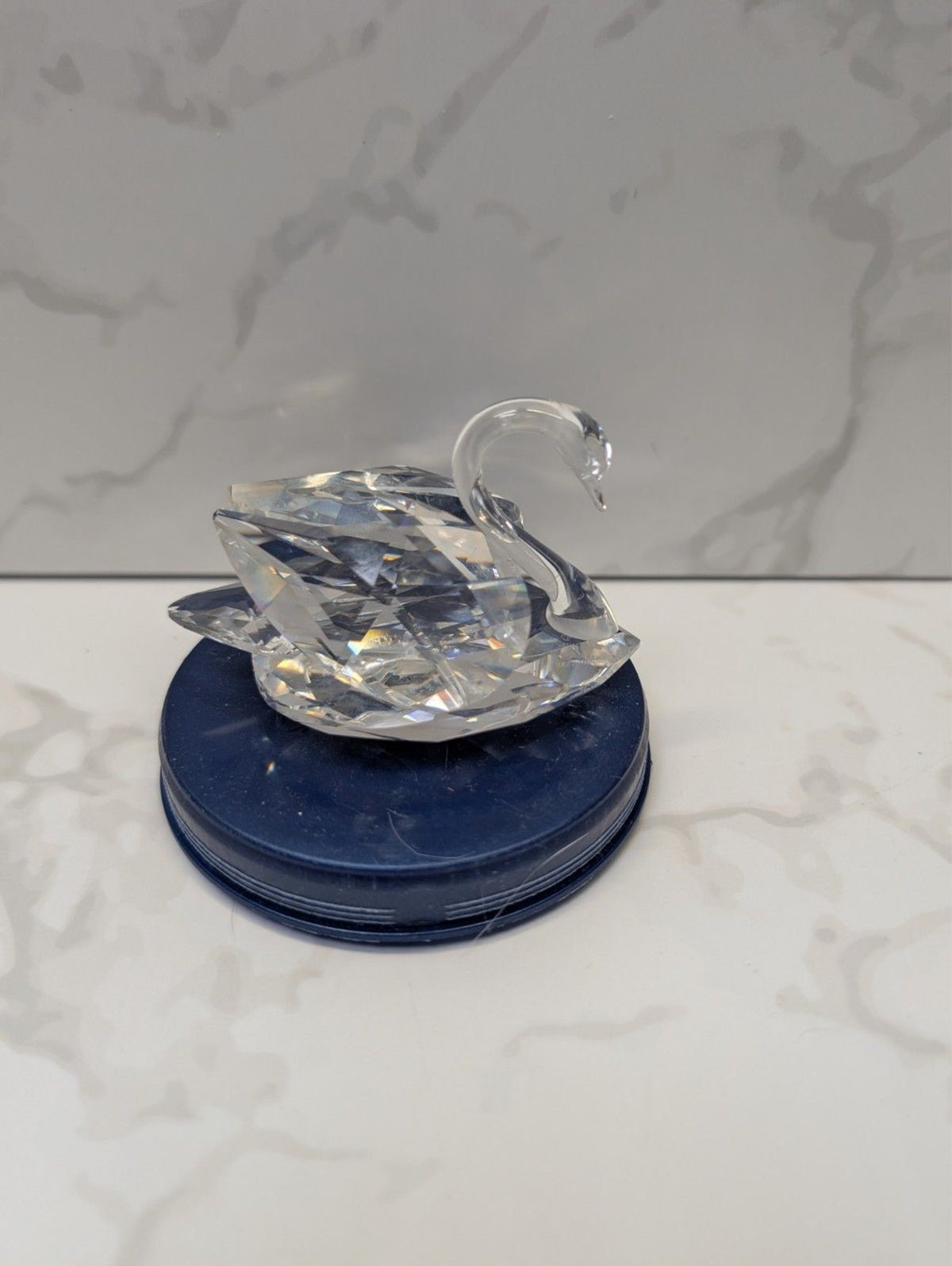 Swarovski Crystal Swan Figurine Clear Faceted w Original Box Austria Mid Size