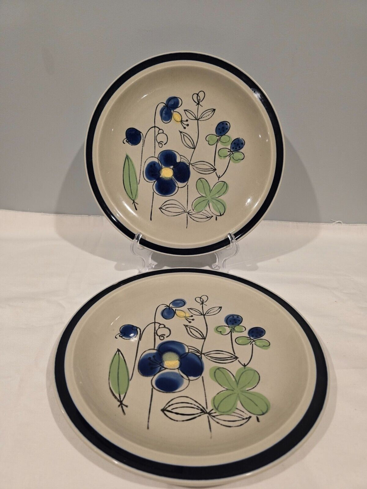 Set of 2 Quasar Petit Fleur Sy-9873R Dinner Plate Stone Ware Japan Hand painted
