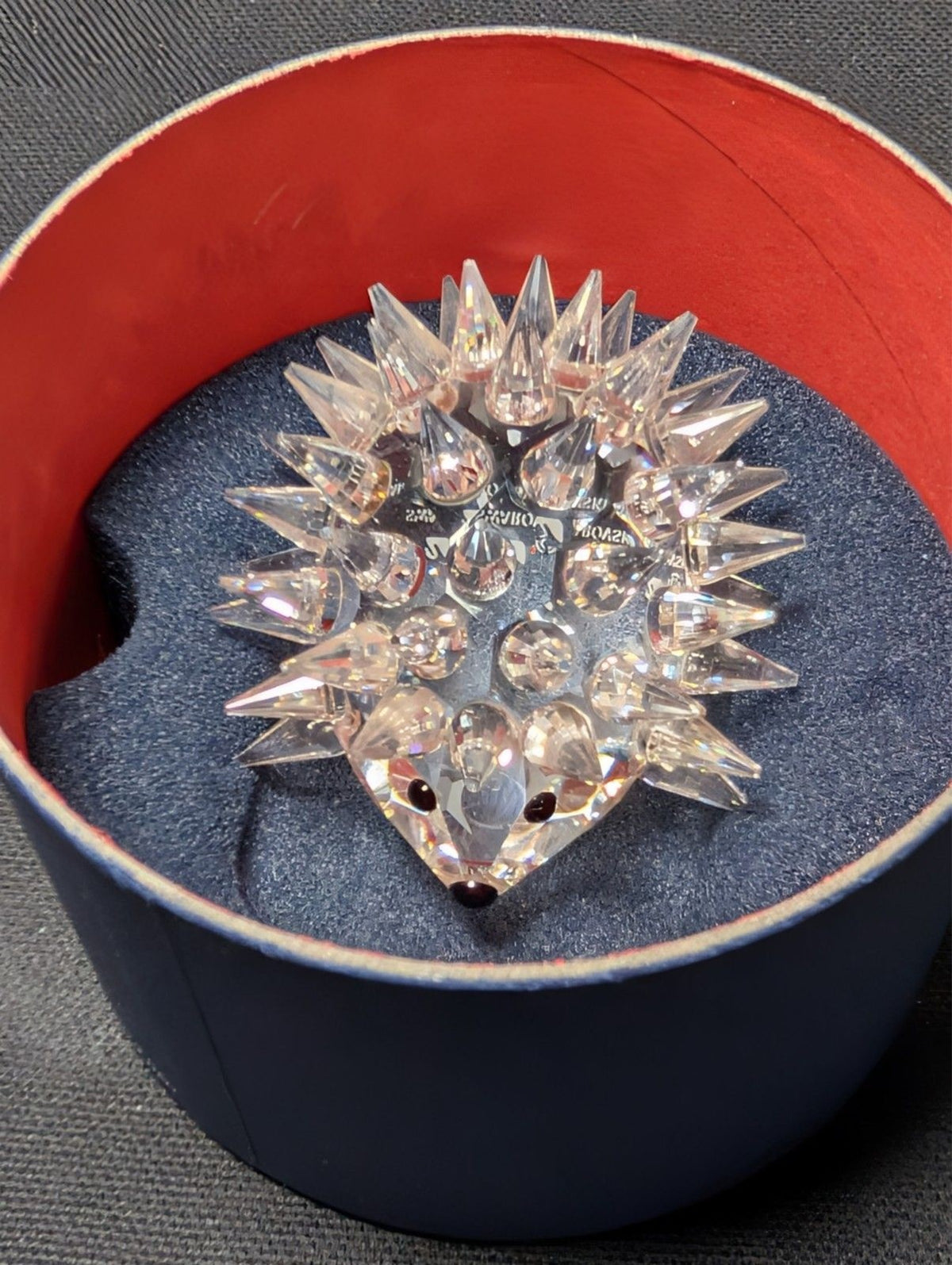 Swarovski Crystal Hedgehog Figurine Spiky Clear w Black Eyes w Box Austria
