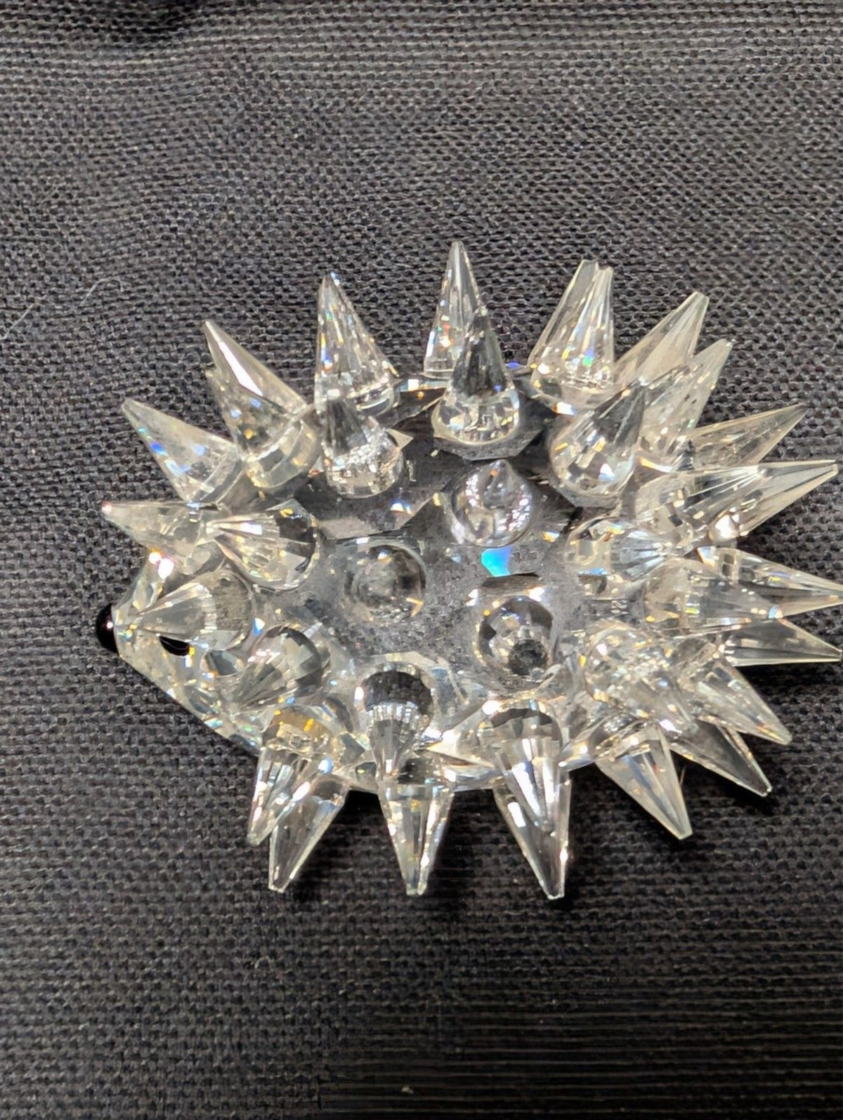 Swarovski Crystal Hedgehog Figurine Spiky Clear w Black Eyes w Box Austria
