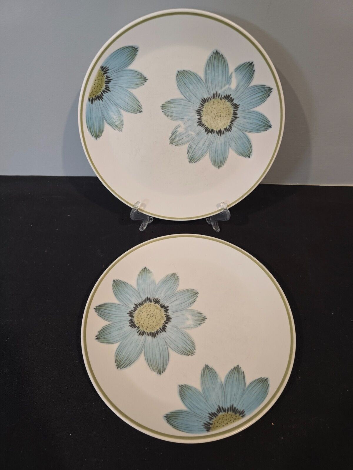 Set 2 Noritake Progression China Up-Sa Daisy 10 1/4" Dinner Plates 9001 Blue