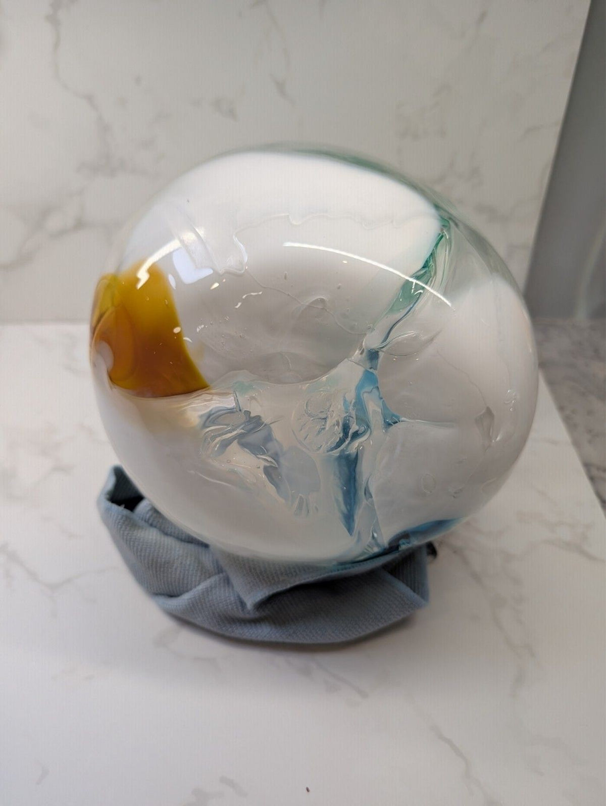 Peter Bramhall Signed Art Glass Sculpture — Handblown Abstract Form, Dated 1972