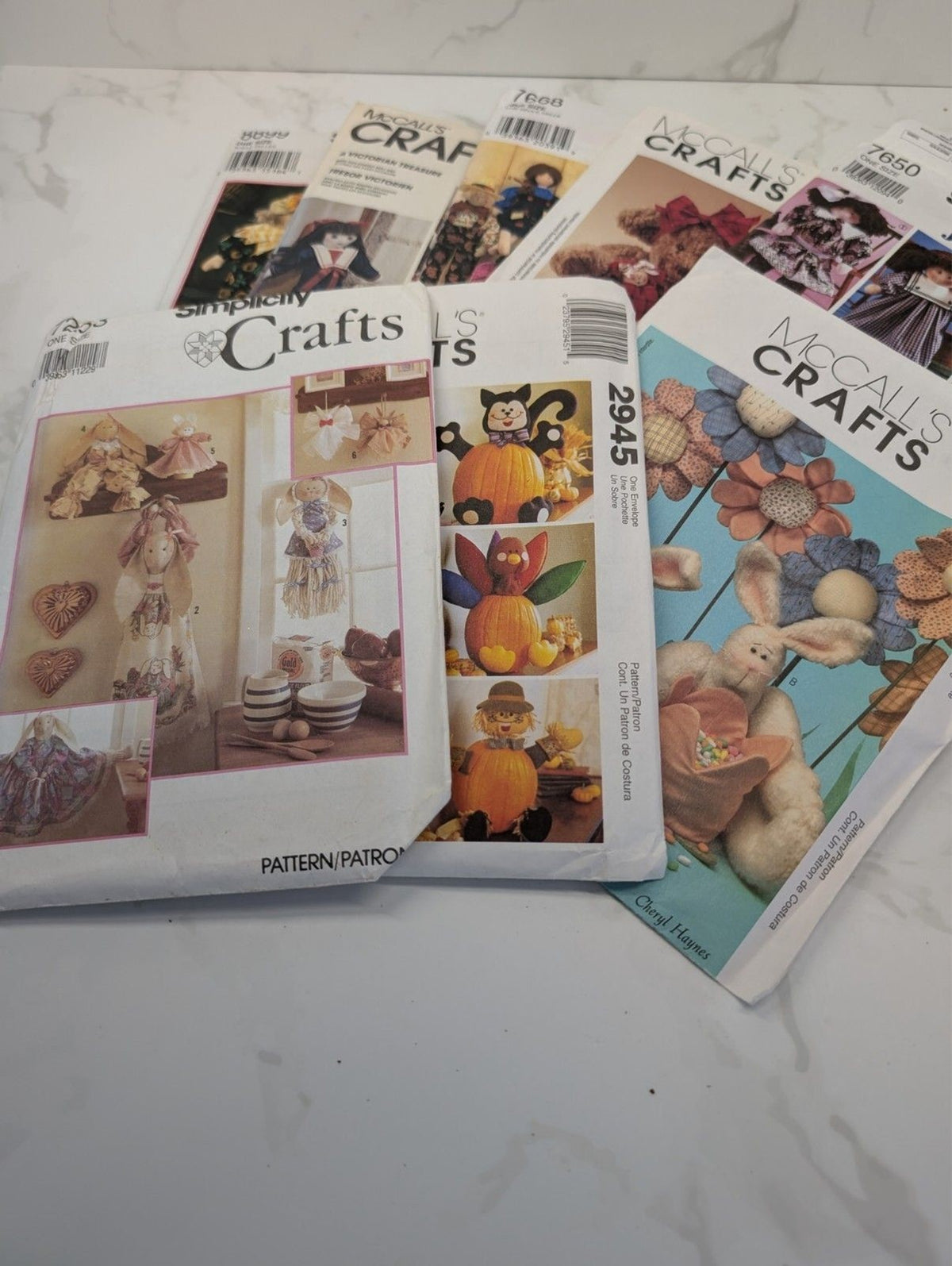 McCall’s & Simplicity Crafts Sewing Pattern Lot – 8 Uncut Vintage Doll/Seasonal