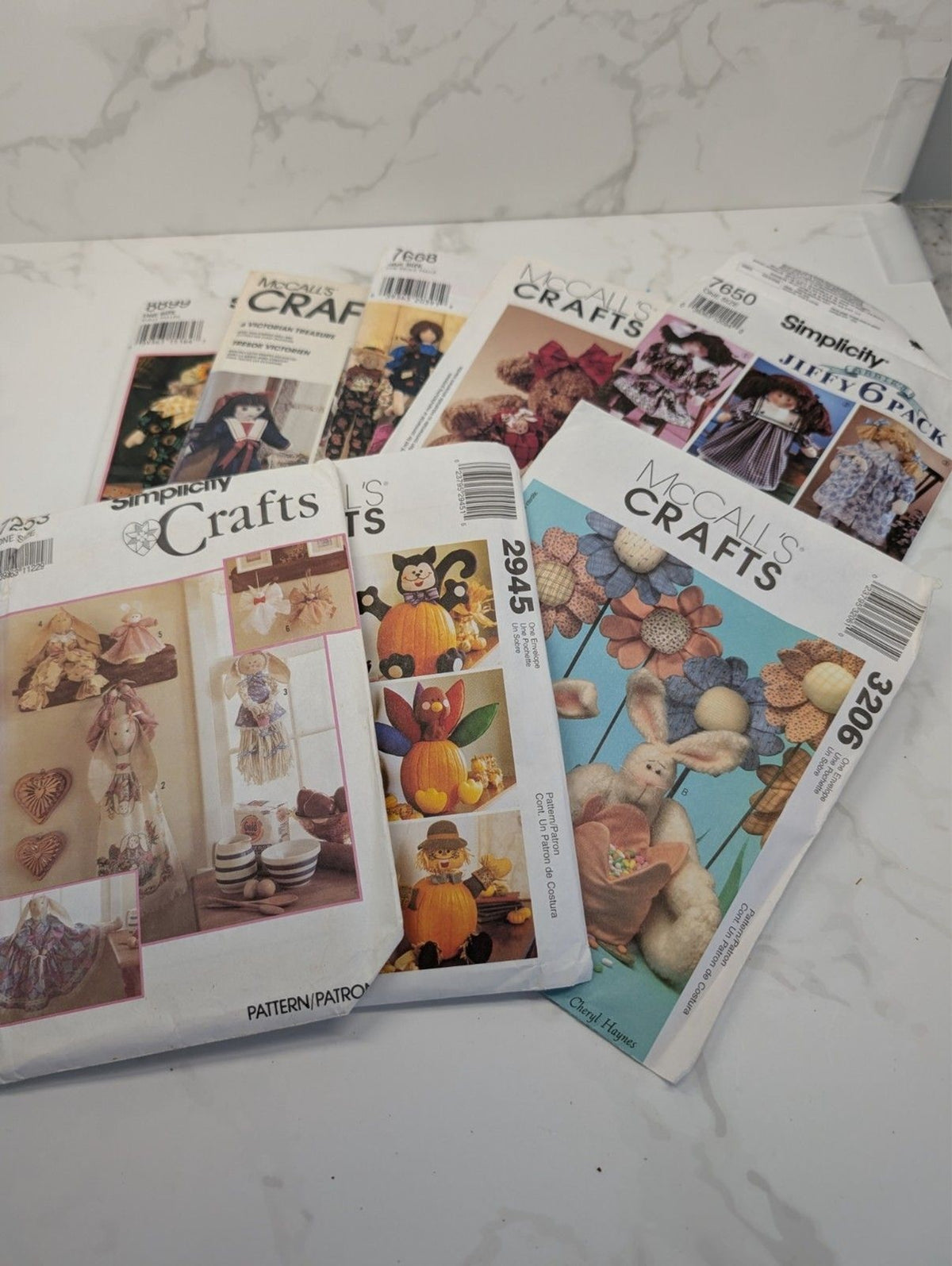 McCall’s & Simplicity Crafts Sewing Pattern Lot – 8 Uncut Vintage Doll/Seasonal