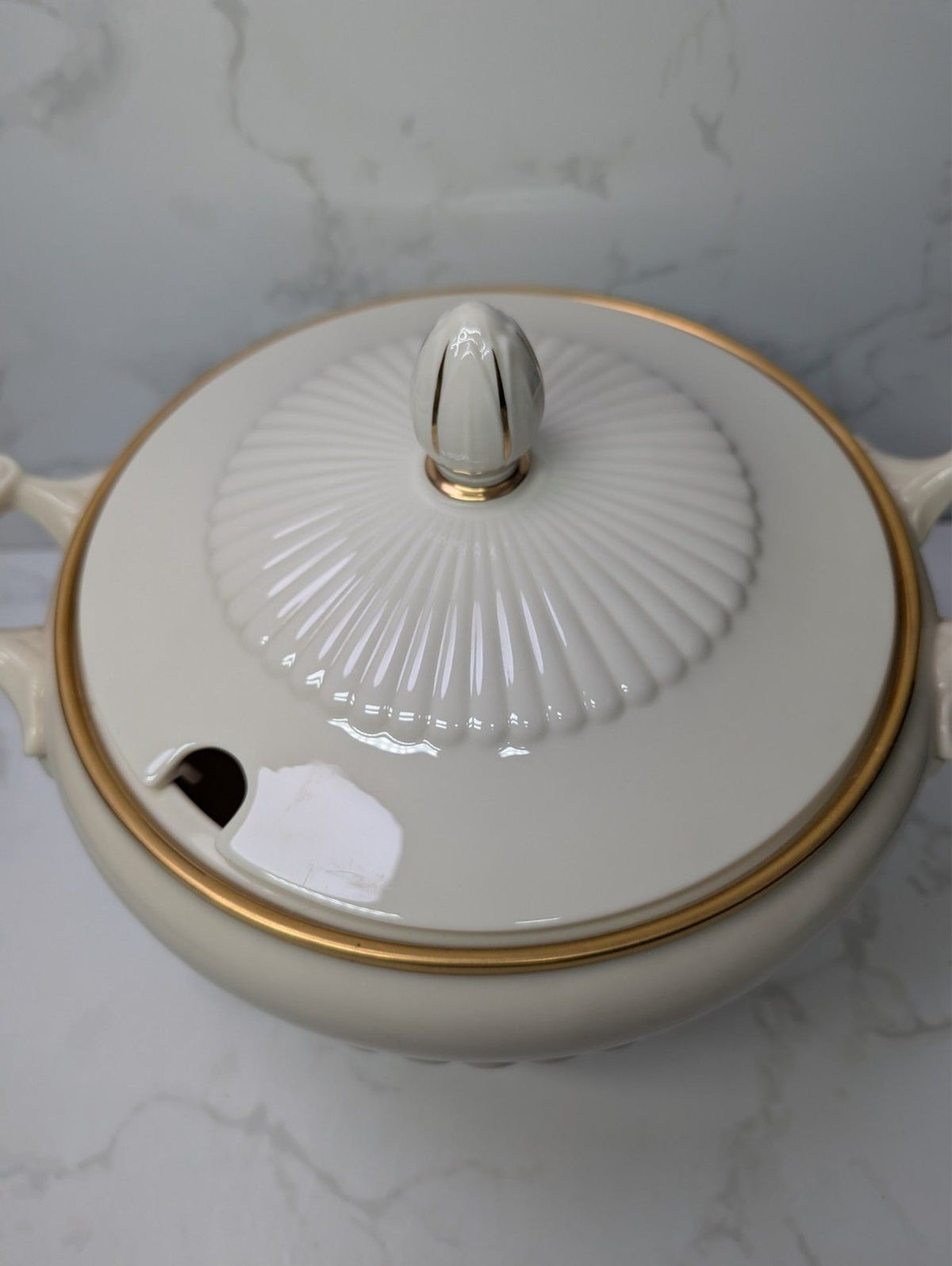 Lenox Georgian Covered Vegetable Bowl Tureen Ivory Gold USA