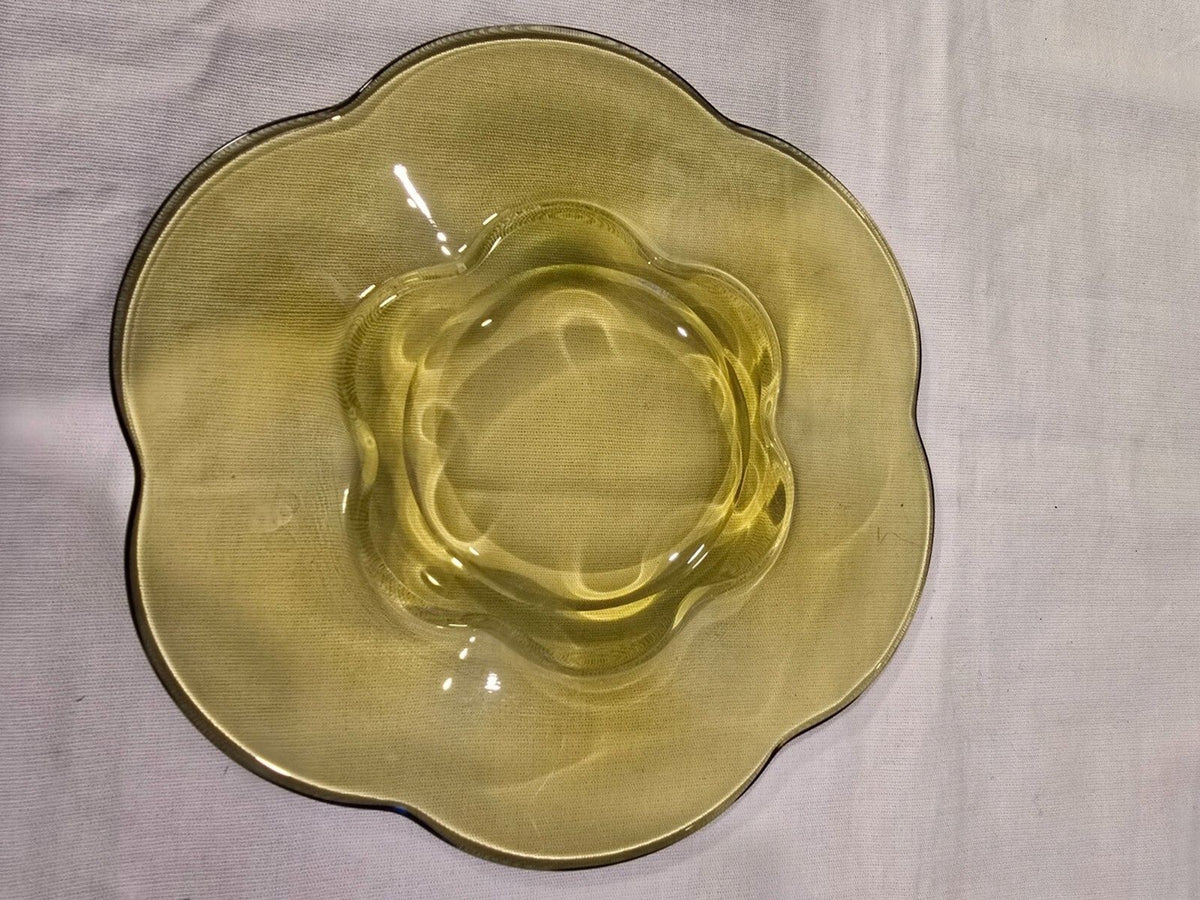 set of 4 Duncan & Miller Canterbury Chartreuse Salad Plates – Uranium Glass MCM