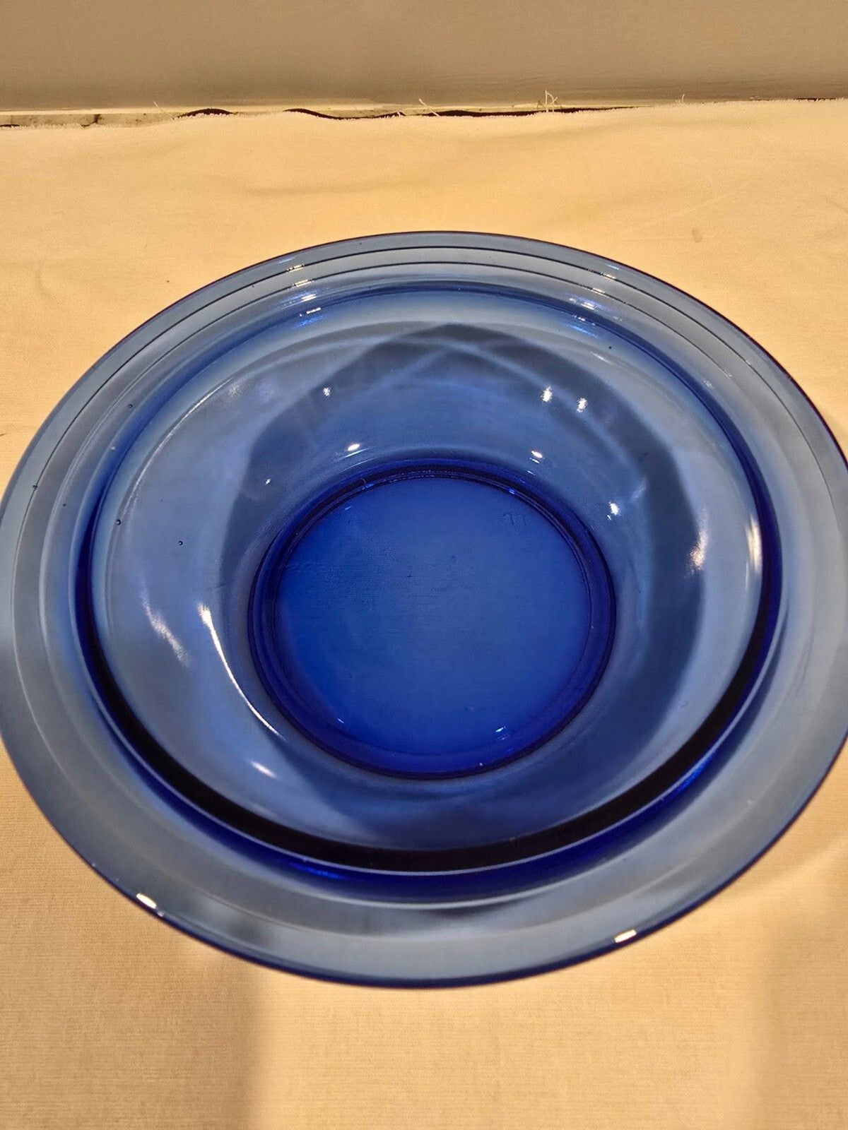 Hazel Atlas Moderntone Cobalt Large Mixing Bowl – Depression Glass – Vtg 1930s