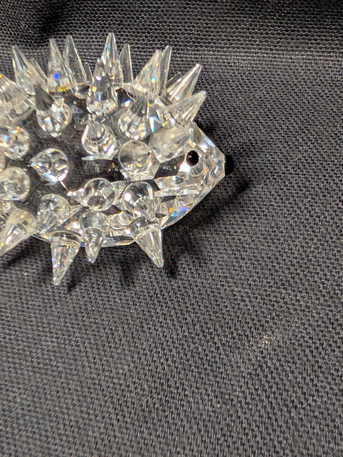 Swarovski Crystal Hedgehog Figurine Spiky Clear w Black Eyes w Box Austria