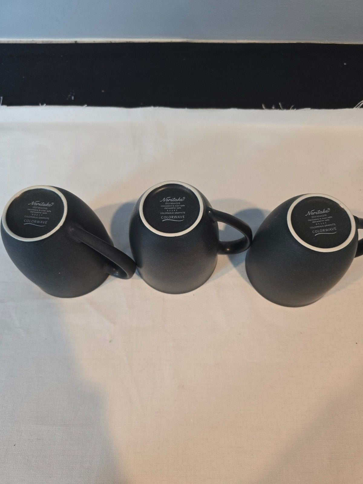 Set of 7 Noritake Stoneware Colorwave Graphite 12 Oz Coffee Mugs #8034 Pattern