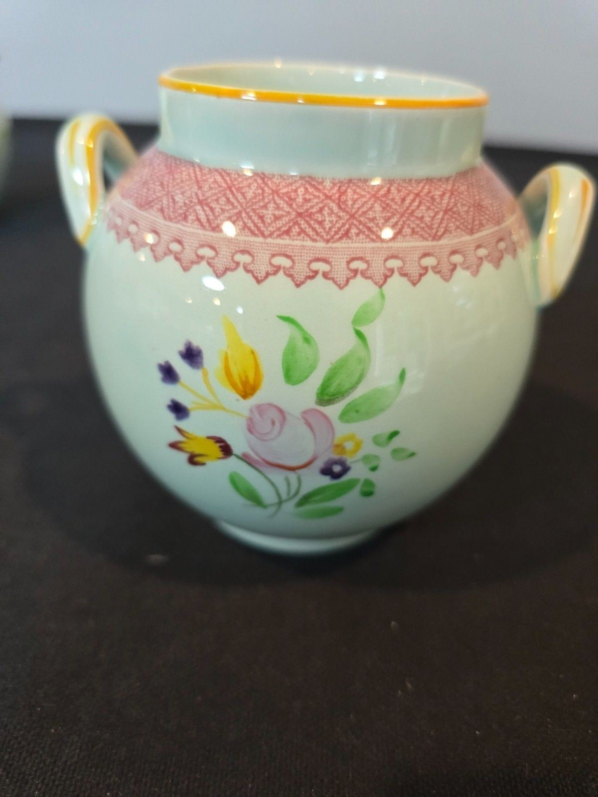 Adams Calyx Ware Lowestoft 2087 Sugar Bowl & Creamer Set England