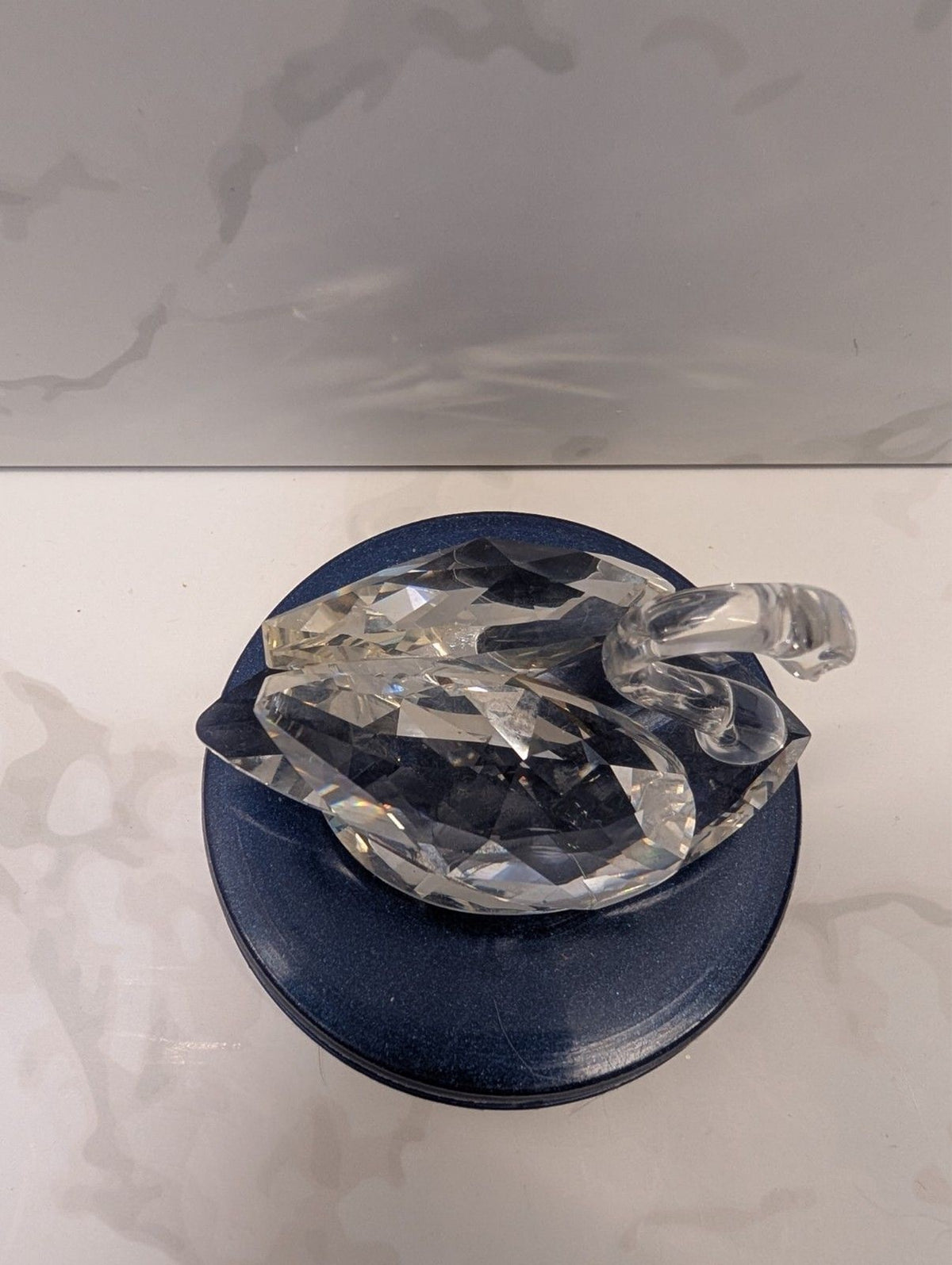Swarovski Crystal Swan Figurine Clear Faceted w Original Box Austria Mid Size