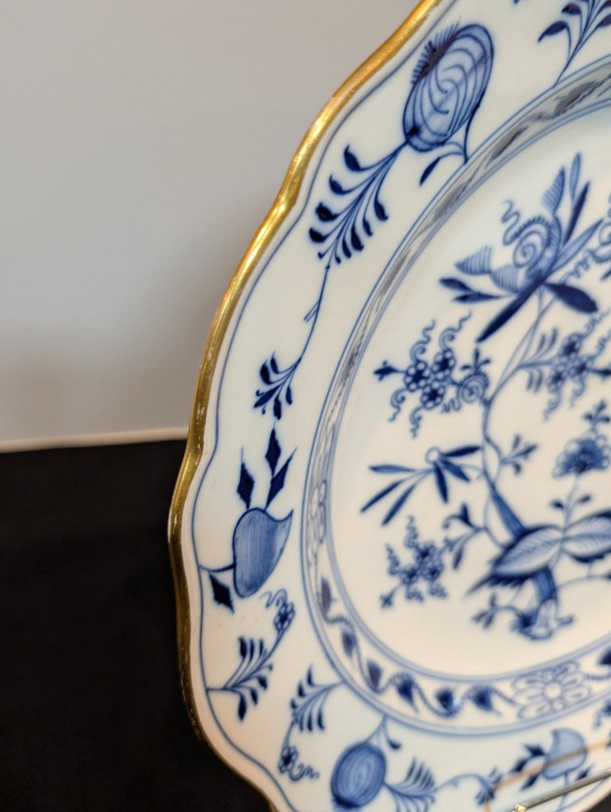 Meissen Blue Onion Gilt-Edge Serving Bowl 12.75" Late 19th Century First Quality