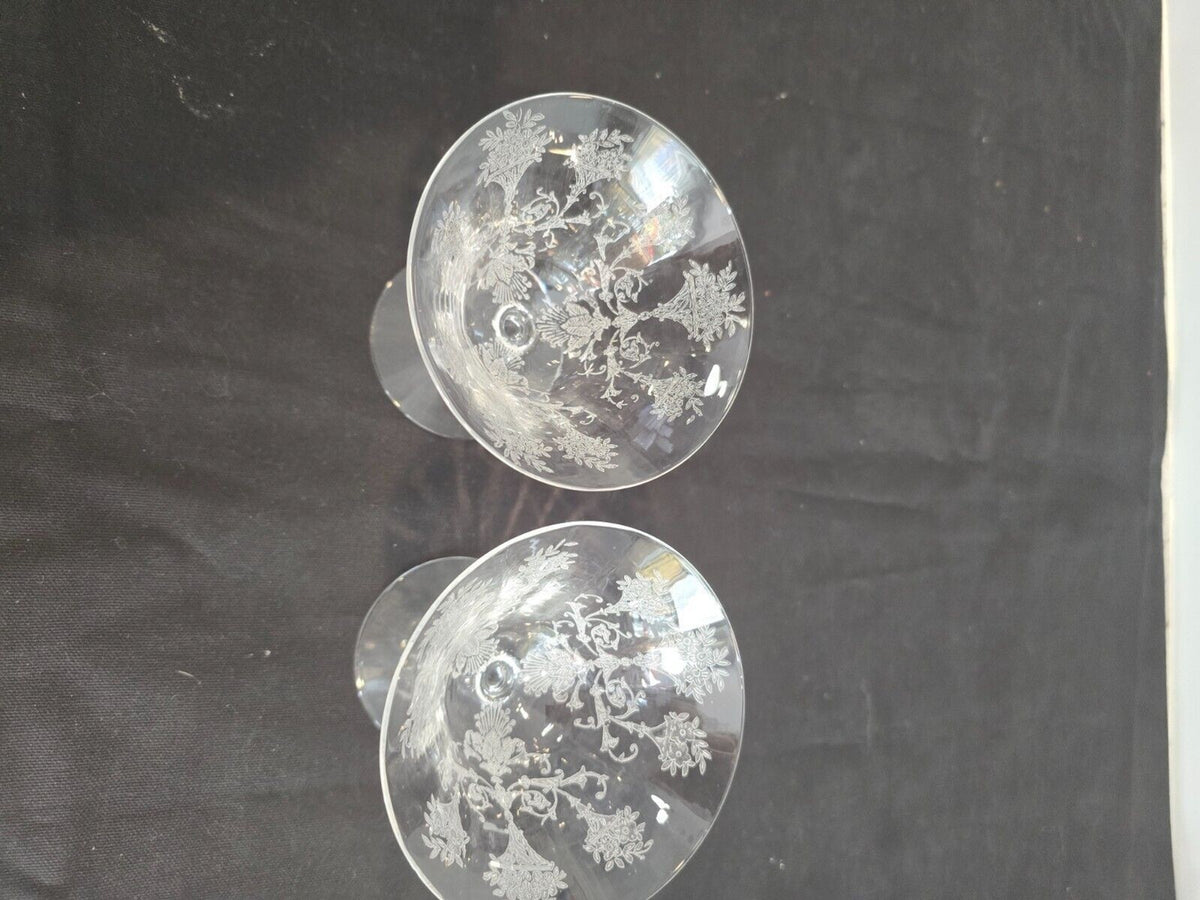 Morgantown Mayfair 7711 Etched Low Sherbet/Champagne  Glasses 4.25" Set of 5