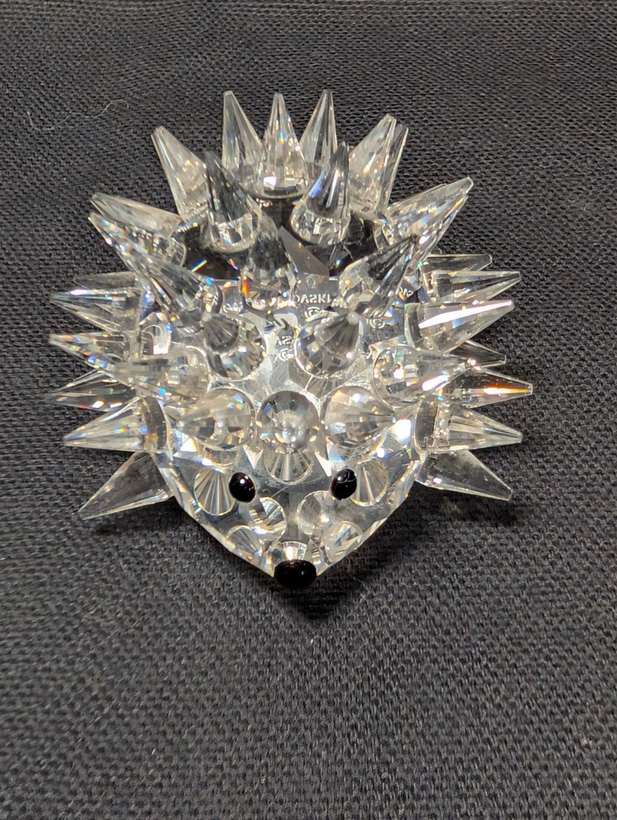 Swarovski Crystal Hedgehog Figurine Spiky Clear w Black Eyes w Box Austria