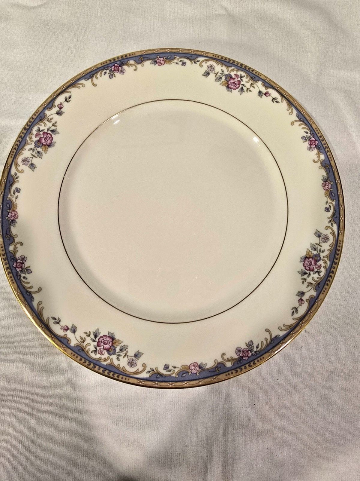 Lenox Southern Vista Dinner Plates 10 7/8" Set of 2 Floral Blue Gold Trim