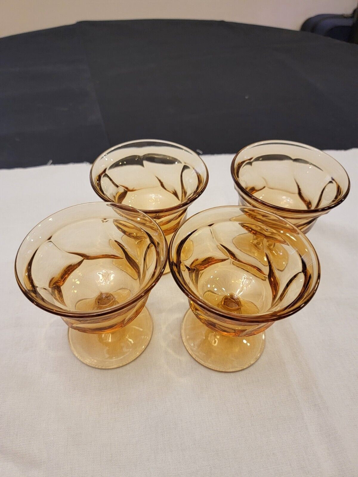 Fostoria Jamestown 4 Amber Footed Goblets Champagne/Tall Sherbet