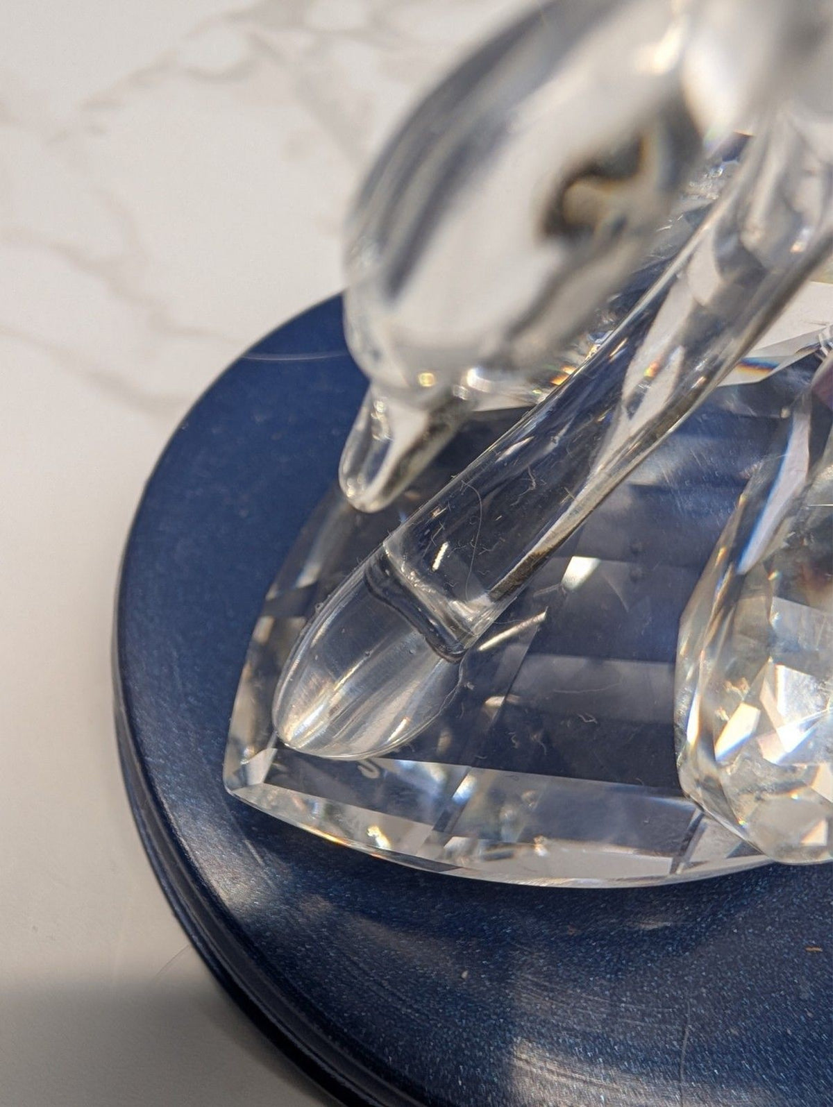 Swarovski Crystal Swan Figurine Clear Faceted w Original Box Austria Mid Size