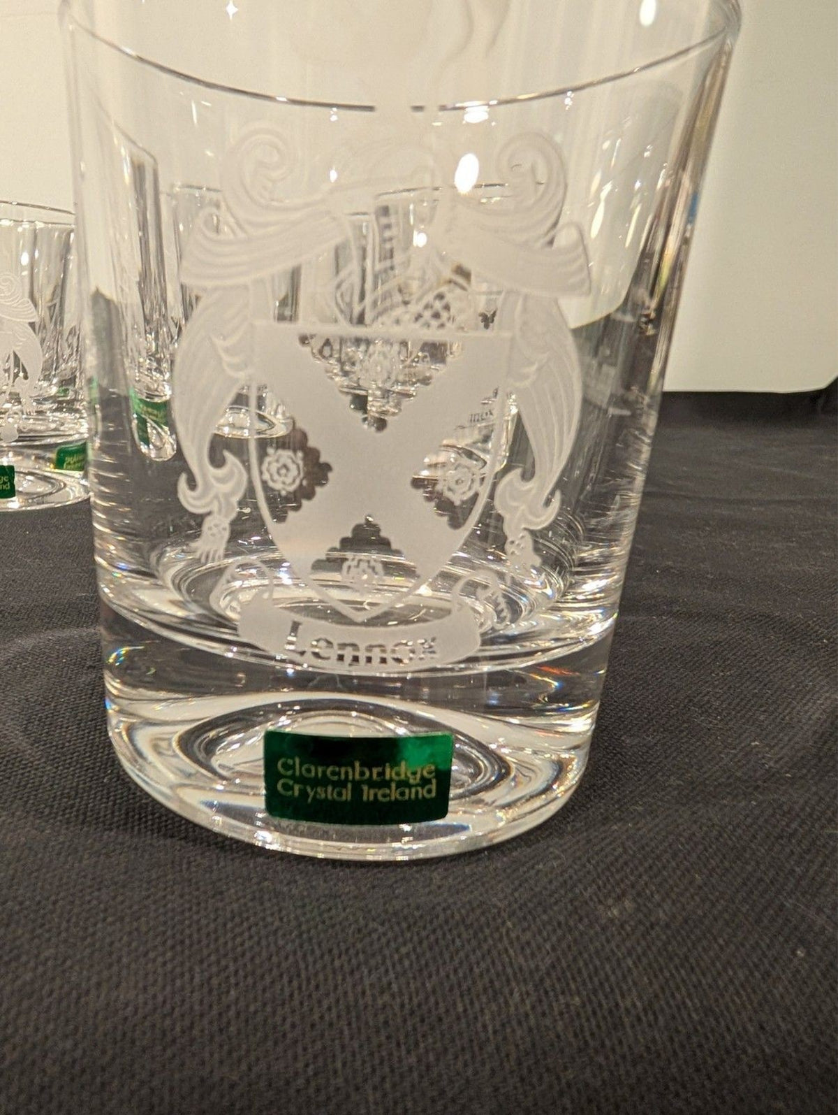 8 Clarenbridge Crystal Ireland Lennox Family Crest Double Old Fashioned Glasses