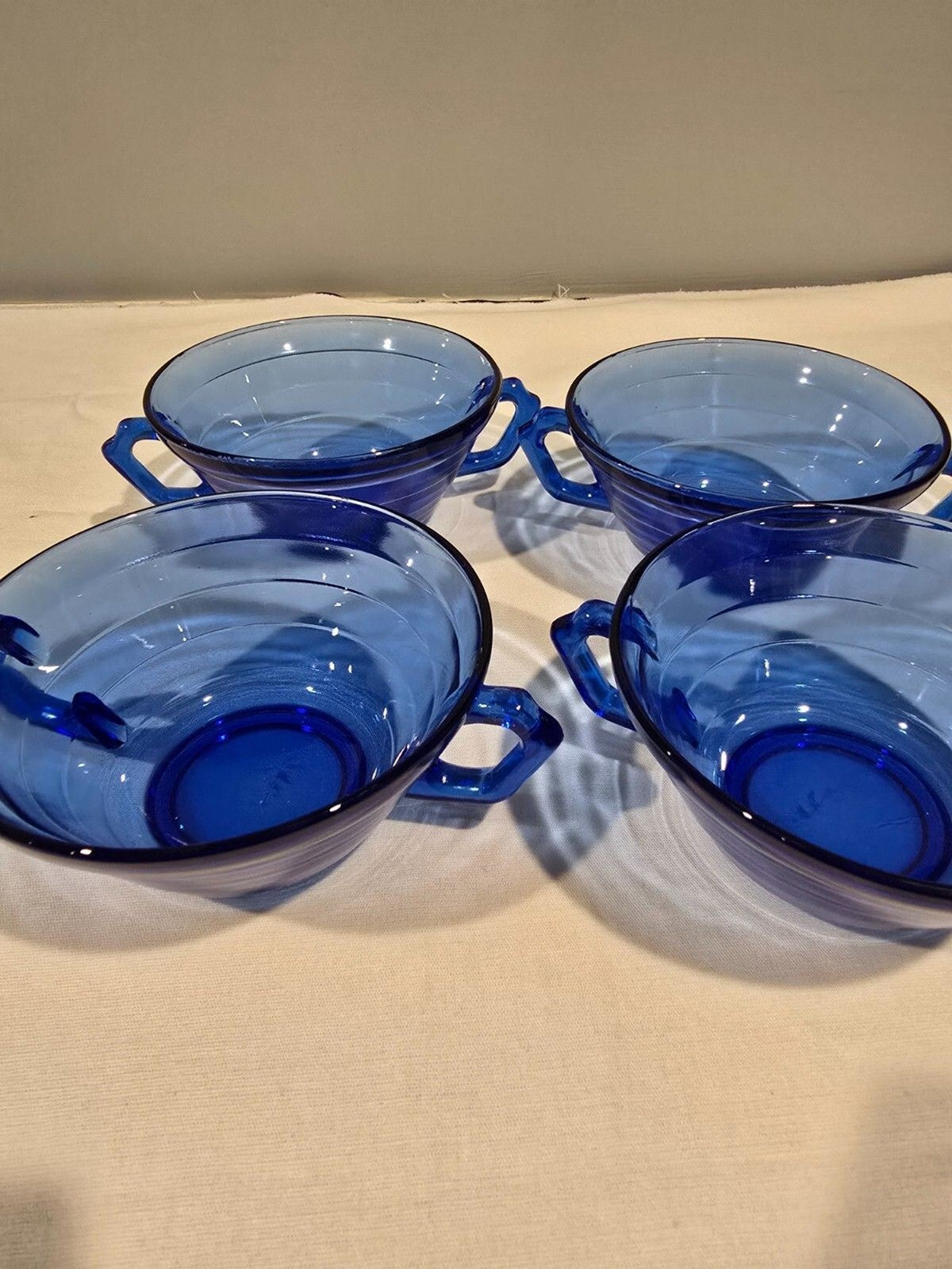 Hazel Atlas Moderntone Cobalt 2-Handled Soup Bowl – Depression Glass – Vtg 1930s
