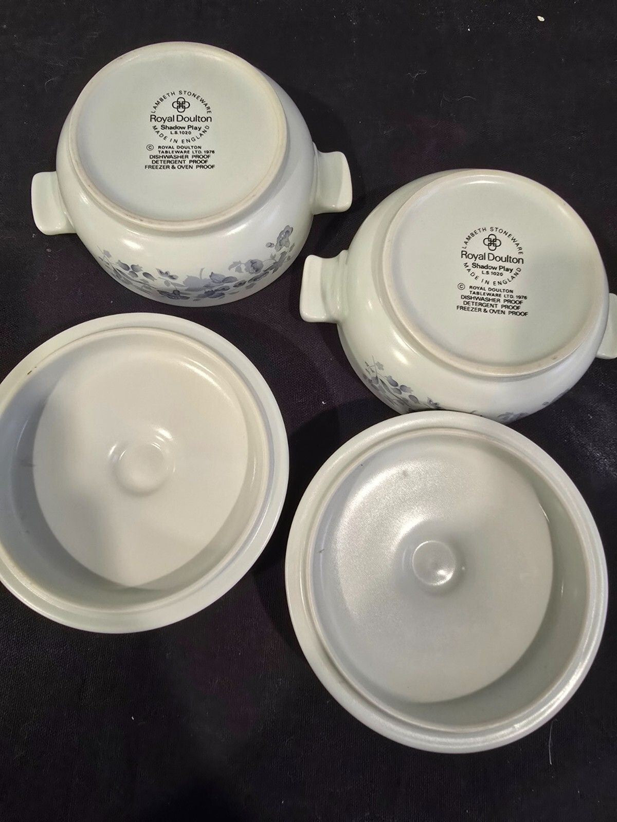 Set of 2 Royal Doulton Shadow Play Lambethware Individual Casserole & Lid