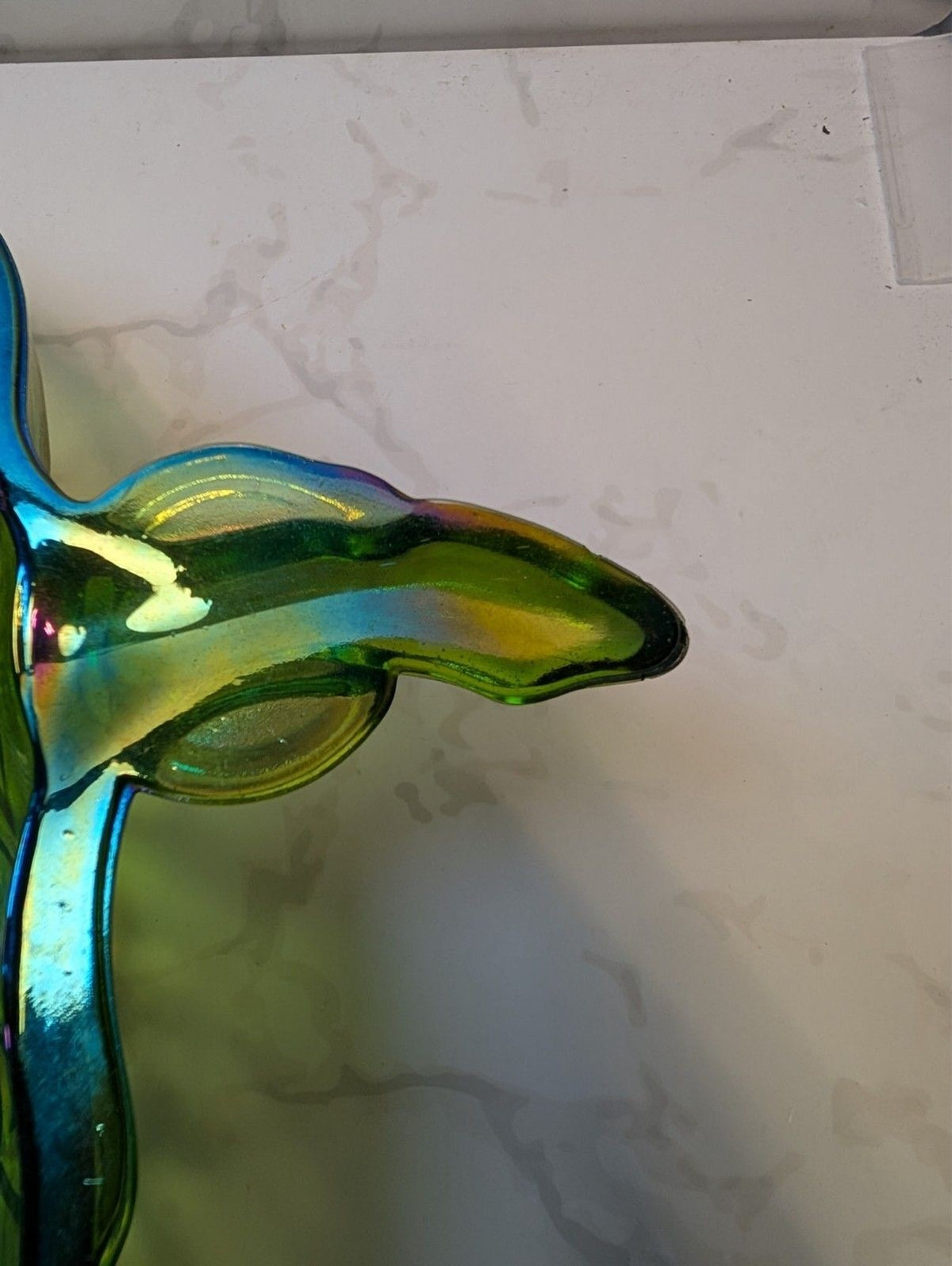 Indiana Glass Harvest Grape Olive Green Carnival Glass Leaf Candy Dish Bowl
