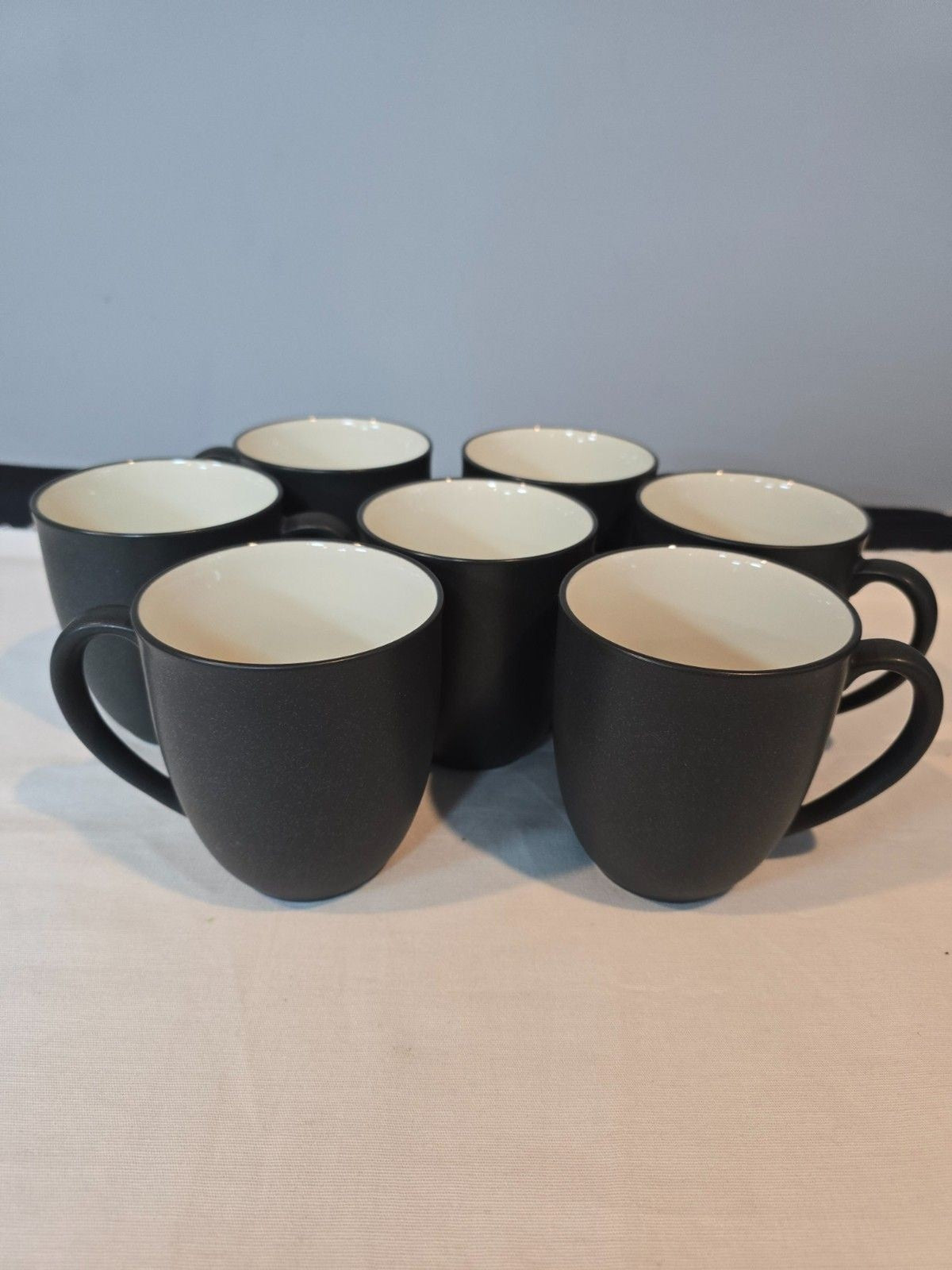 Set of 7 Noritake Stoneware Colorwave Graphite 12 Oz Coffee Mugs #8034 Pattern