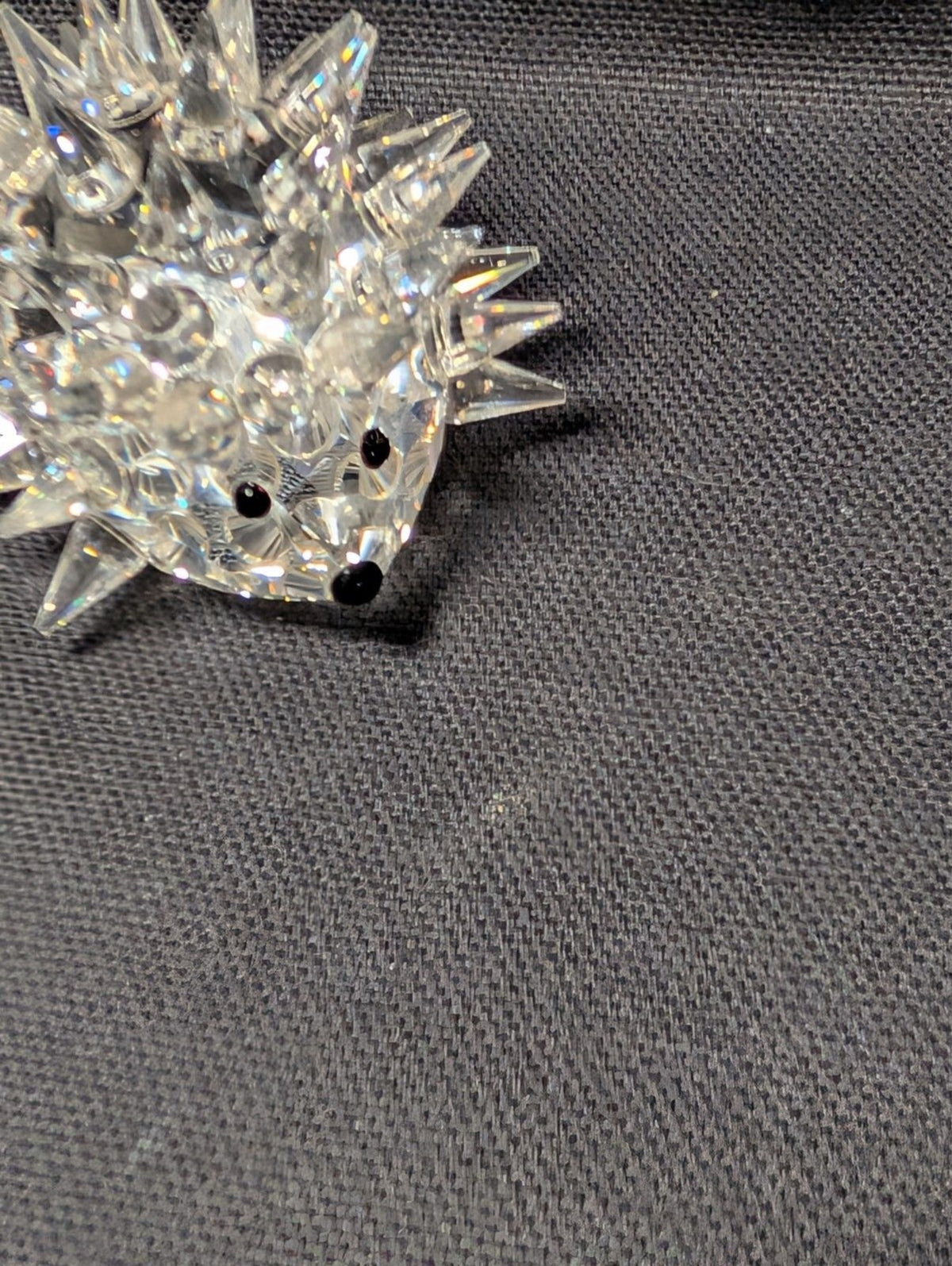 Swarovski Crystal Hedgehog Figurine Spiky Clear w Black Eyes w Box Austria