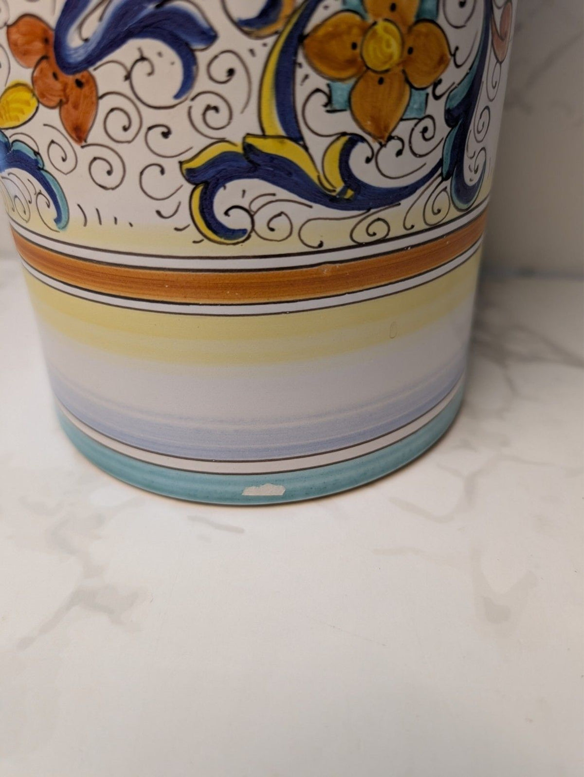 L'Antica Deruta Bellezza Farina Flour Canister w Lid Italian Majolica 10"