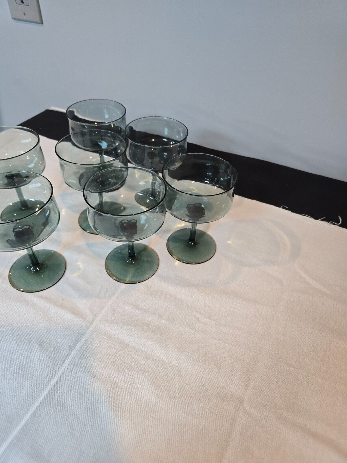Set of 7 Lenox Crystal Silver Mist Blue Gray Champagne/Tall Sherbet Glasses 5"