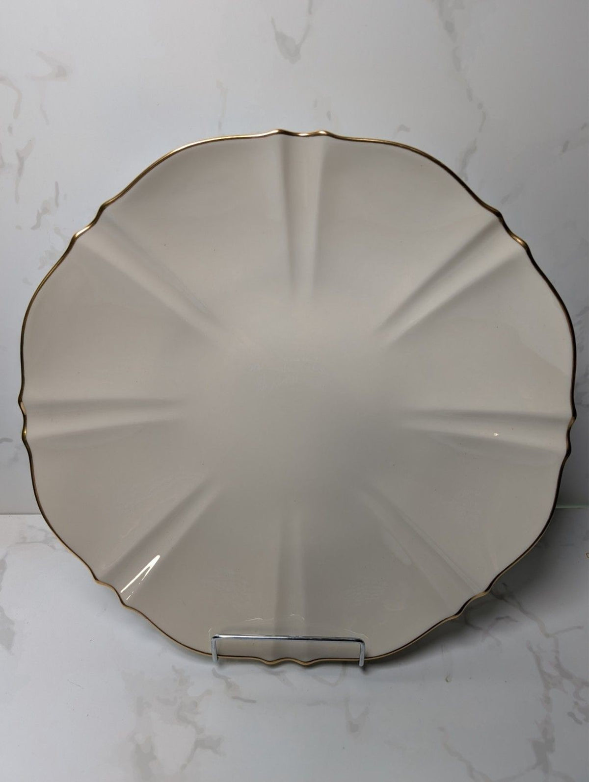 Lenox Symphony 12.75" Chop Plate Ivory Gold Trim Scalloped USA Made