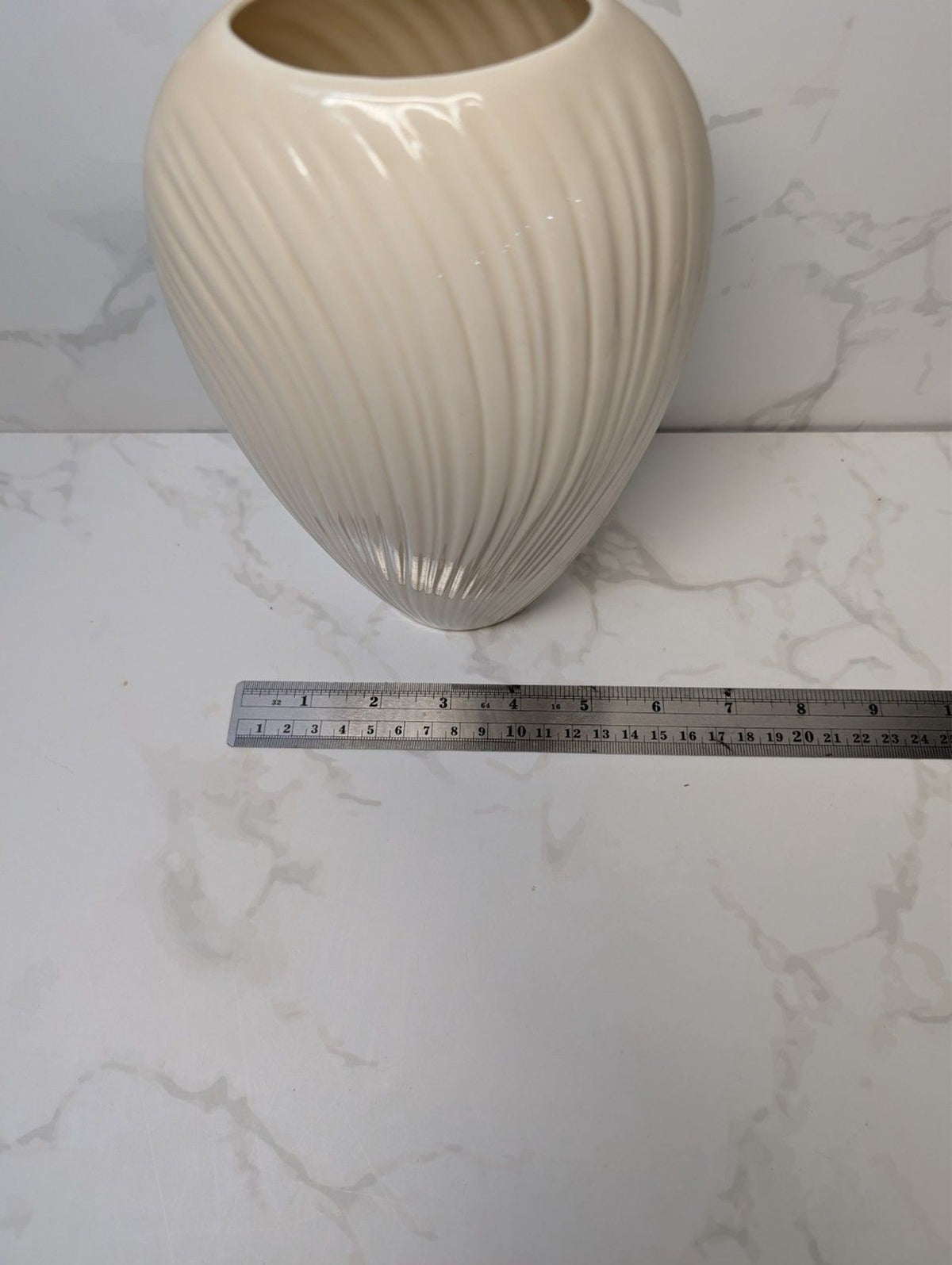 Lenox Ivory Ribbed Porcelain Vase Made in USA 8" Modern Swirl