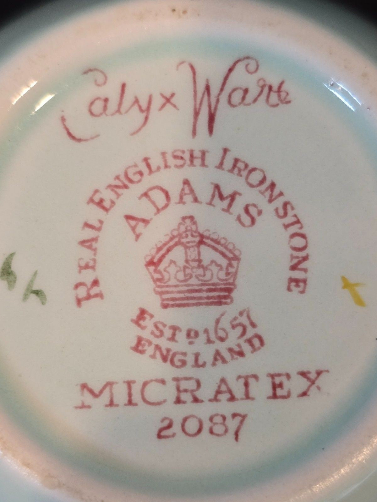 Adams Calyx Ware Lowestoft 2087 Sugar Bowl & Creamer Set England