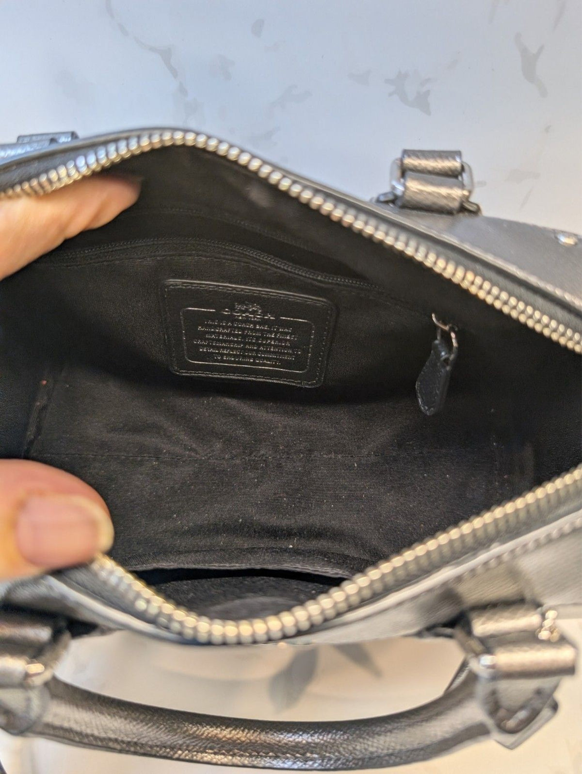 Coach Bennett Satchel / Purse — Metallic Gunmetal Leather 2 Way
