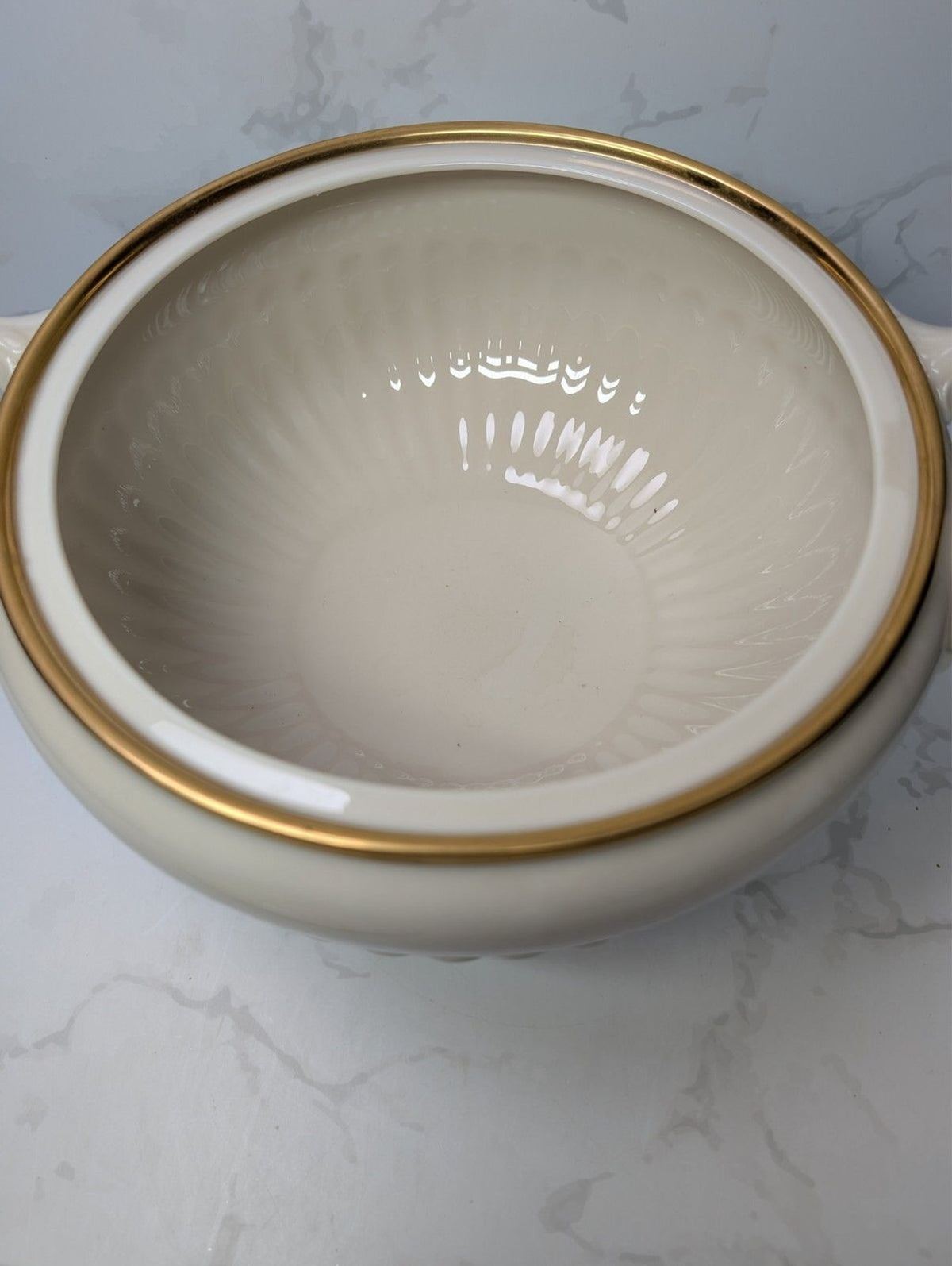 Lenox Georgian Covered Vegetable Bowl Tureen Ivory Gold USA