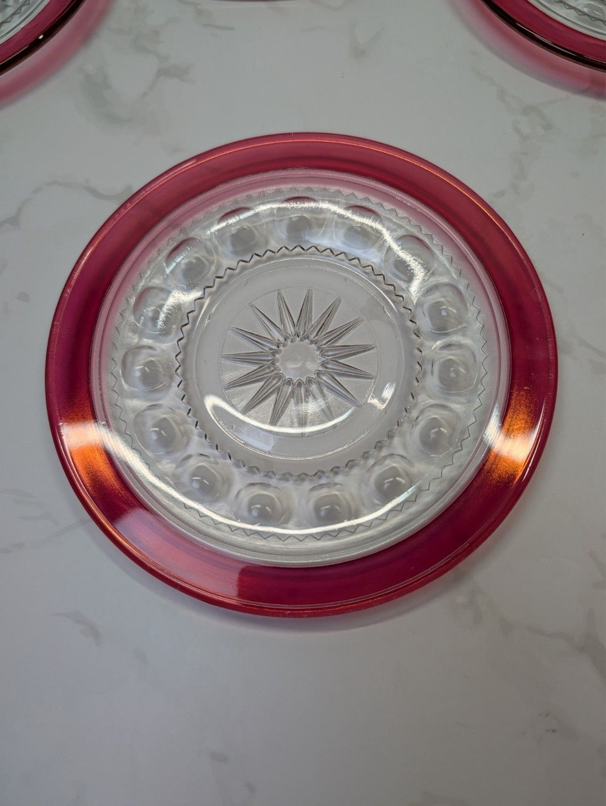 Tiffin King’s Crown Ruby Flash Dessert/Salad Plates Set of 4 7” Sandwich Plates