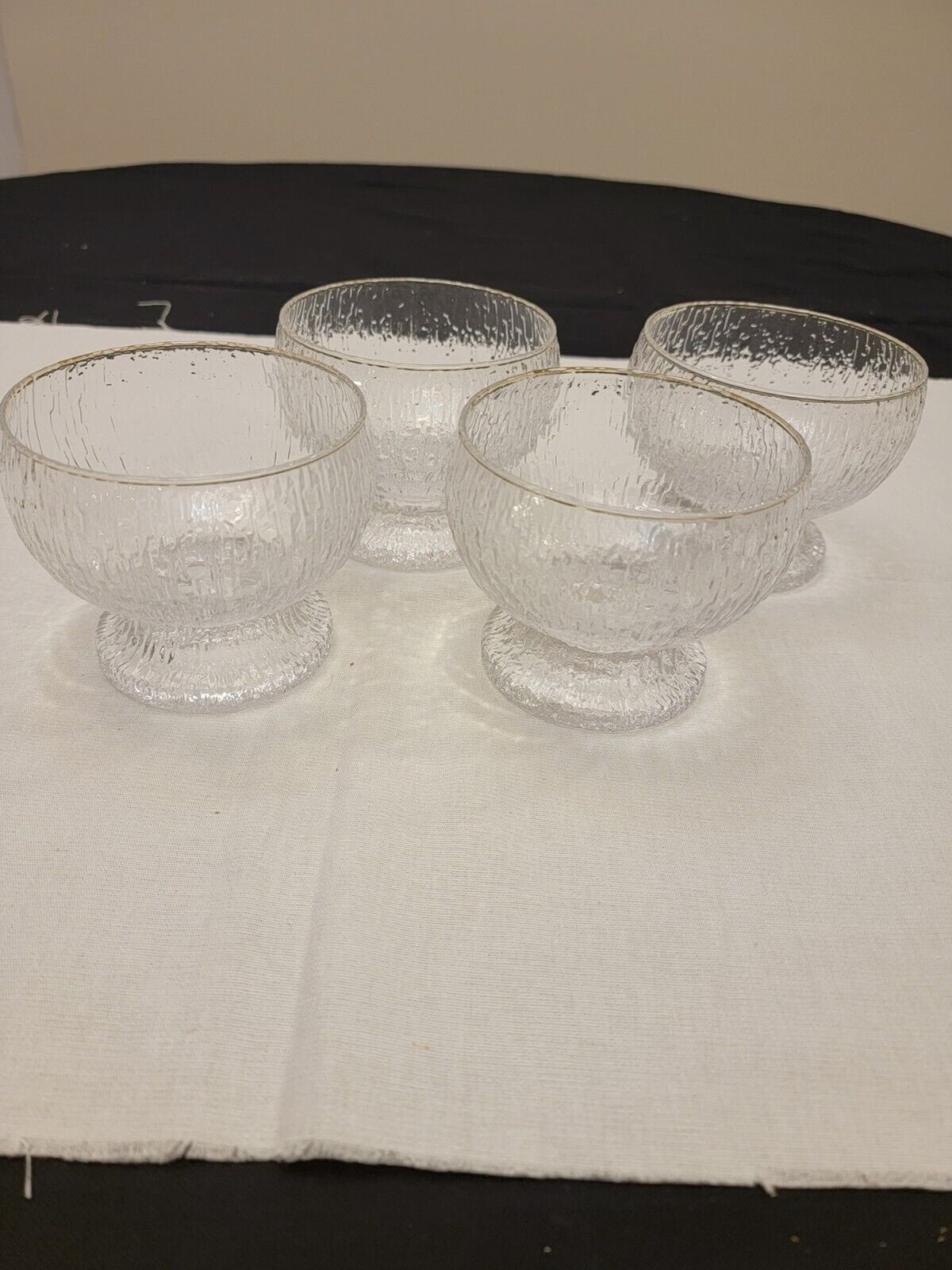 Set of 4 Iittala Kekkerit Timo Sarpaneva Glass Desert Bowls Finland 1970's
