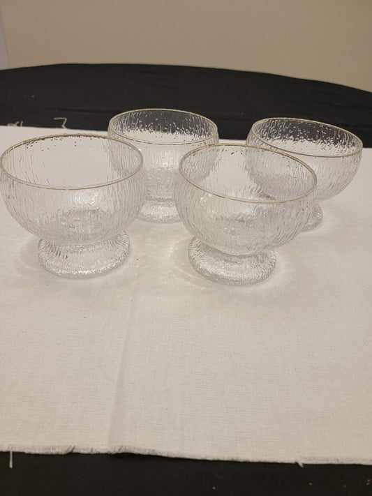 Set of 4 Iittala Kekkerit Timo Sarpaneva Glass Desert Bowls Finland 1970's
