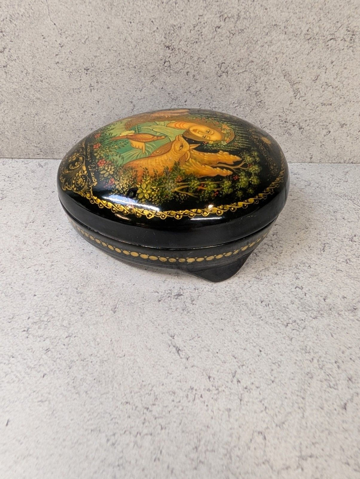 Signed Palekh Russian Lacquer Box – “Anastasia” Forest Maiden Scene Hand-Painted