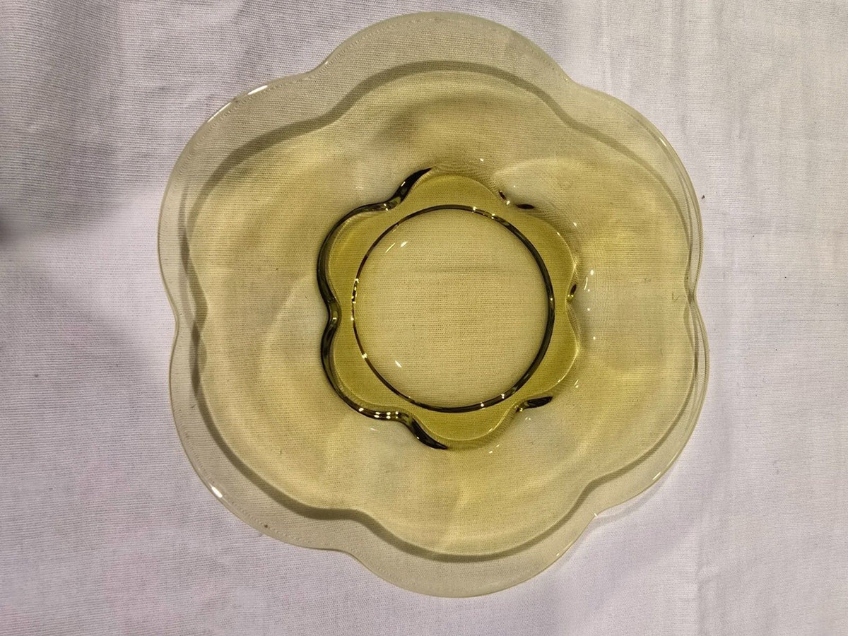 set of 4 Duncan & Miller Canterbury Chartreuse Salad Plates – Uranium Glass MCM
