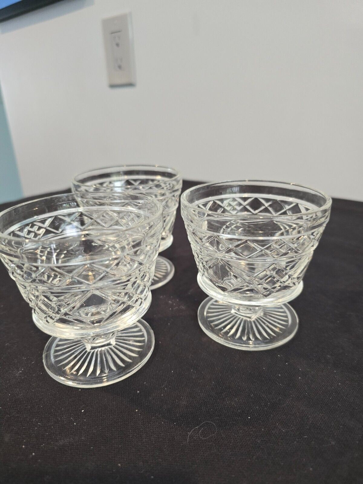 3 Hazel Atlas Big Top Peanut Butter Clear Champagne/Sherbet Glasses 3.5 inch