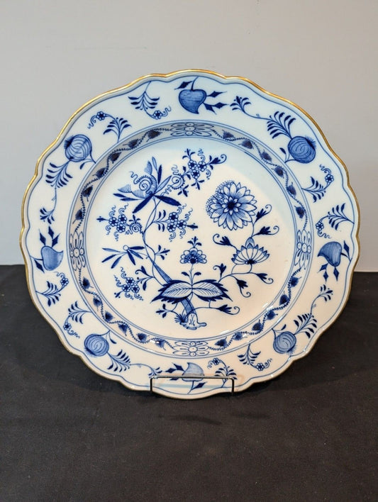 Meissen Blue Onion Gilt-Edge Serving Bowl 12.75" Late 19th Century First Quality