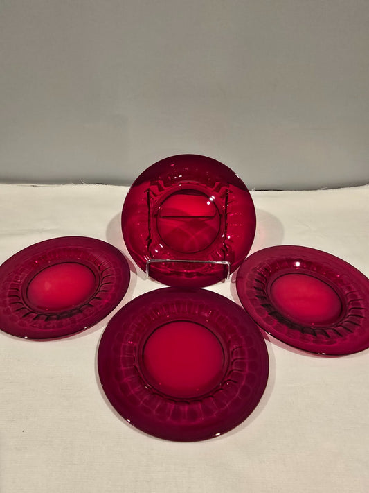 MCM Viking Glass Ruby Red Salad/Desset Plate Single Panel Ring  Mt. Vernon Style