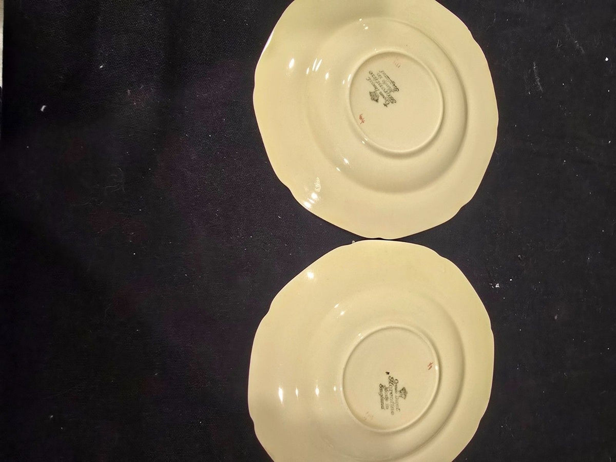 Crown Ducal "Florentine" Cream Soup Bowls with Underplates – Set of 4