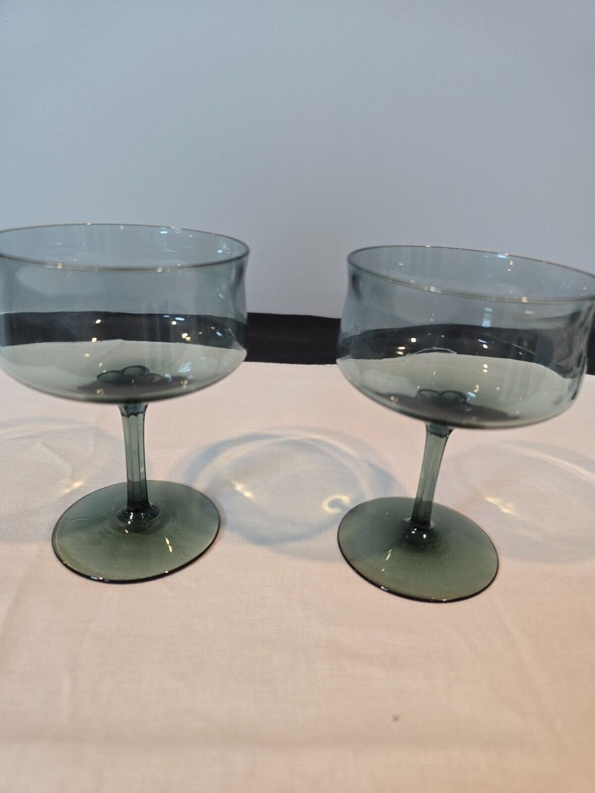 Set of 7 Lenox Crystal Silver Mist Blue Gray Champagne/Tall Sherbet Glasses 5"