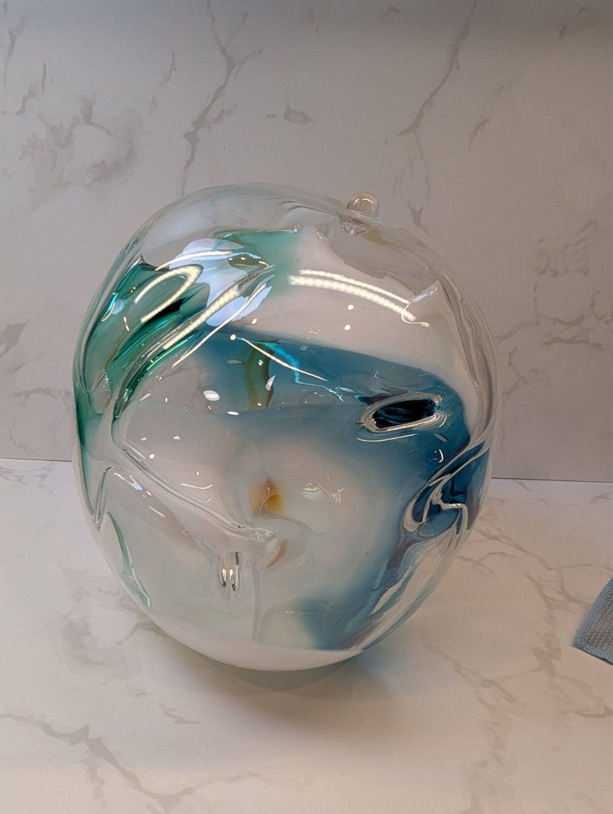 Peter Bramhall Signed Art Glass Sculpture — Handblown Abstract Form, Dated 1972