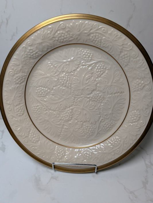 Lenox Vineyard Embossed Grapes 13" Chop Plate Round Platter Ivory Gold USA