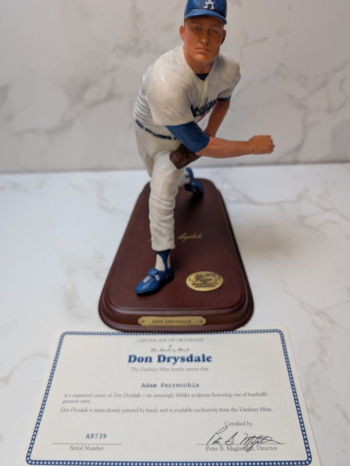 All Star Danbury Mint Don Drysdale 8" Figurine 1999 LA Dodgers - No Issues